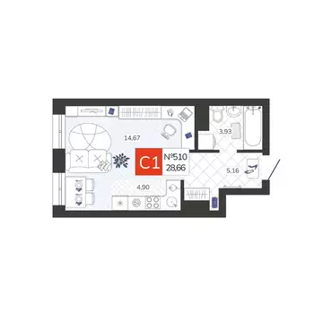 Студия Тульская область, Тула Мясново мкр, Желания жилой комплекс ...