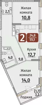 2-к кв. Чувашия, Чебоксары ул. Энергетиков (56.75 м)