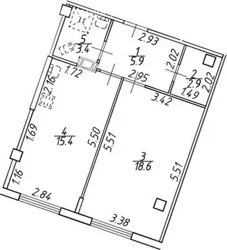 1-комнатная квартира: Мурино, улица Шоссе в Лаврики, 93 (46.2 м)
