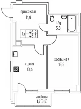 1-к кв. Саха (Якутия), Якутск просп. Михаила Николаева, 3/6 (48.1 м)
