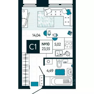 Студия Тульская область, Тула ул. Чмутова (23.55 м)