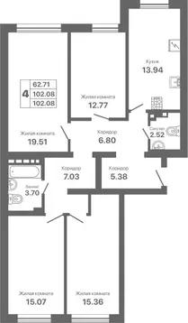 4-комнатная квартира: Евпатория, проспект Ленина, 25Вк1 (102.08 м)