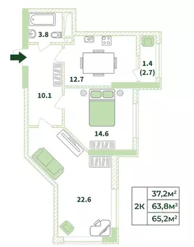 2-к кв. Крым, Симферопольский район, с. Мирное ул. Крымской Весны ...