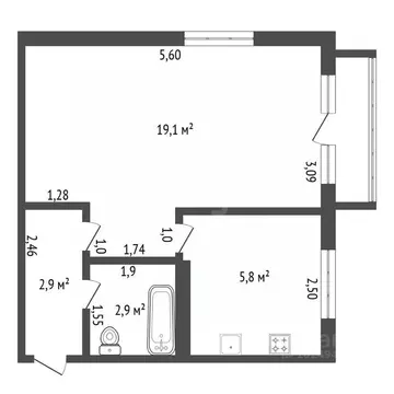 1-к кв. Башкортостан, Уфа Интернациональная ул., 127/1 (30.7 м)