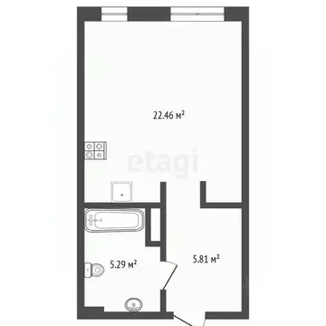 Студия Тюменская область, Тюмень ул. Краснооктябрьская, 8 (33.5 м)