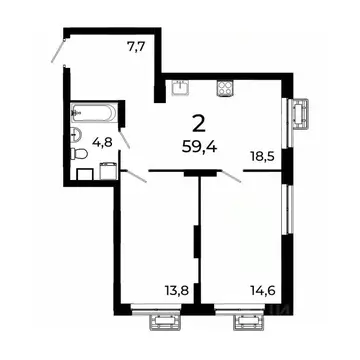 2-к кв. Нижегородская область, Нижний Новгород ул. Коперника, 15 (59.2 ...
