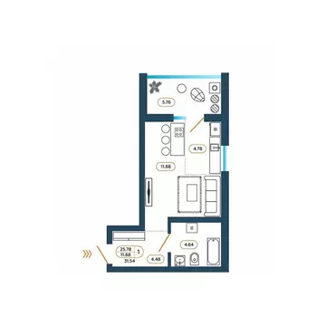 Студия Ростовская область, Батайск ул. Родная, 1 (31.9 м)