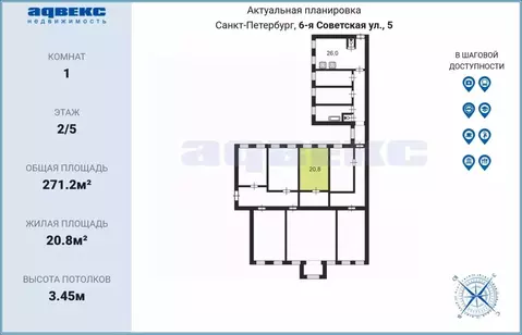 Комната Санкт-Петербург 6-я Советская ул., 5 (20.8 м)