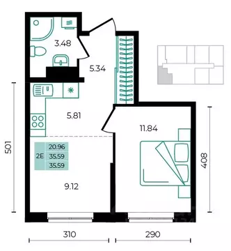 2-к кв. Адыгея, Майкопский район, пос. Тульский ул. Заречная (35.59 м)