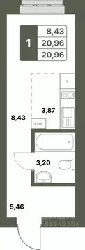 1-к кв. Башкортостан, Уфимский район, с. Миловка  (20.96 м)