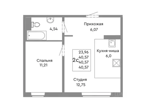 2-к кв. Челябинская область, Челябинск ул. Танкистов, 175 (40.57 м)