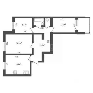 3-к кв. Крым, Симферополь ул. Лексина (63.5 м)