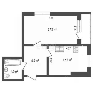 1-к кв. Калужская область, Калуга Хрустальная ул., 60Б (44.0 м)