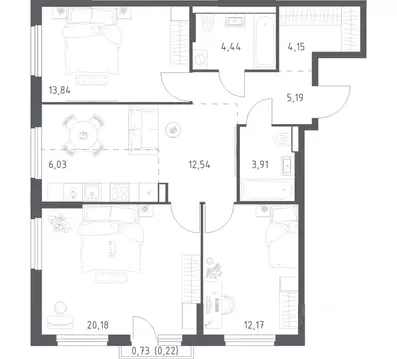 3-к кв. Башкортостан, Уфа ул. Минигали Губайдуллина, 8к9 (82.67 м)