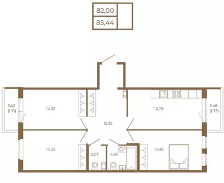 3-комнатная квартира: Сертолово, ЖК Новая История (85.44 м)