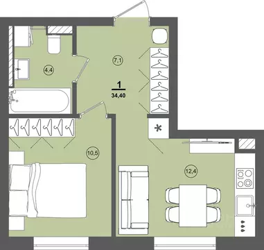 1-к кв. Удмуртия, Завьяловский район, д. Хохряки, Богатыри мкр 12 ...