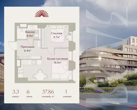 1-к кв. Татарстан, Казань Щербаковский пер., 5 (37.86 м)