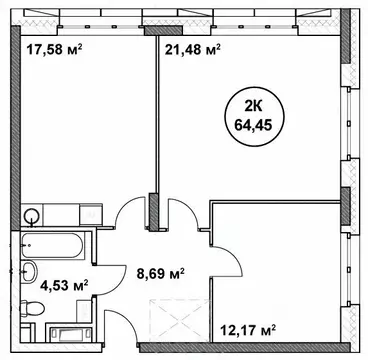 2-к кв. Нижегородская область, Нижний Новгород ул. Родионова (64.45 м)
