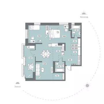 2-к кв. Вологодская область, Вологда ул. Возрождения, 35к1 (97.0 м)