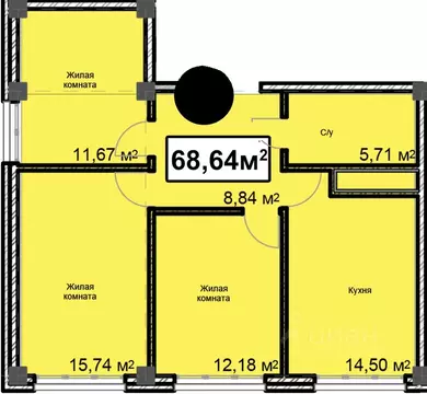 3-к кв. Ставропольский край, Ессентуки ул. Благодатная, 28 (68.64 м)
