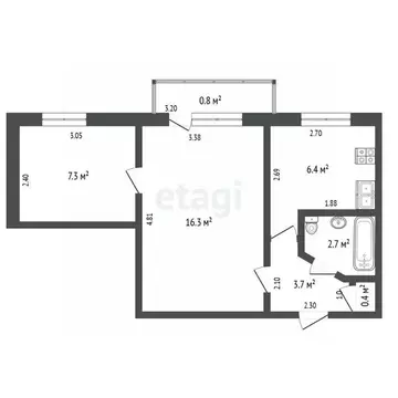 2-к кв. Башкортостан, Стерлитамак Вокзальная ул., 3 (37.6 м)