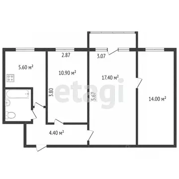 3-к кв. Тюменская область, Тюмень Фабричная ул., 17 (57.1 м)