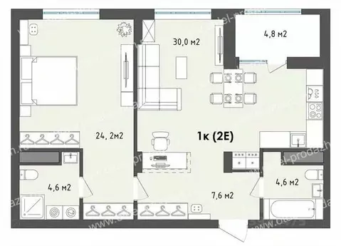 1-к кв. Воронежская область, Воронеж бул. Содружества, 1 (73.4 м)