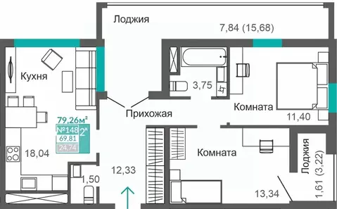 2-к кв. Крым, Симферополь Крымская роза мкр, Абрикос жилой комплекс ...