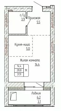 1-к кв. Алтайский край, Новоалтайск ул. Титова, 6 (31.9 м)
