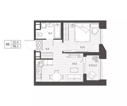 1-к кв. Дагестан, Дербент Эффект Визионер жилой комплекс (38.07 м)