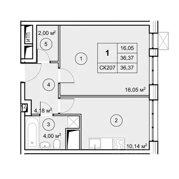 1-к кв. Московская область, Дмитровский муниципальный округ, ...