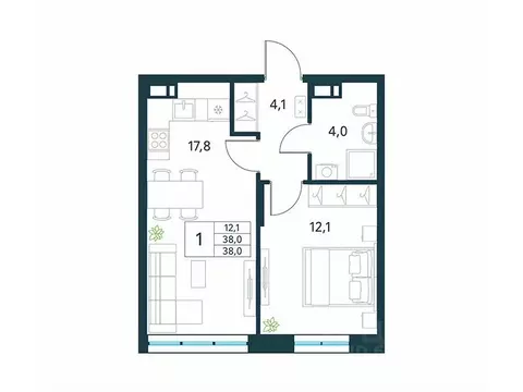 1-к кв. Забайкальский край, Чита Хороший мкр,  (38.0 м)