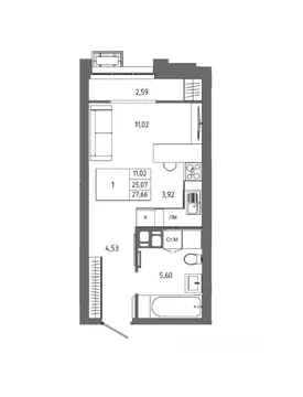 1-к кв. Волгоградская область, Волгоград 127-й кв-л,  (27.66 м)
