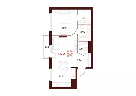 1-комнатная квартира: Пенза, Тернопольская улица, 20 (47.53 м)