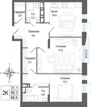 2-к кв. Московская область, Королев Первомайский мкр, Старые Горки дп, ...