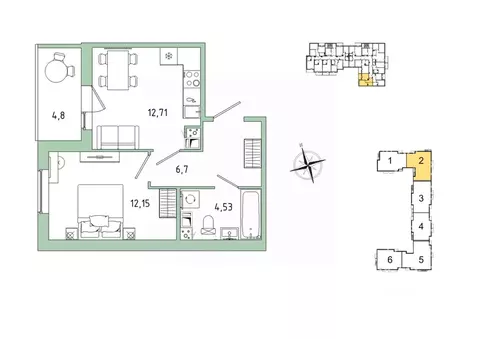 1-к кв. Ленинградская область, Гатчина Въезд мкр,  (38.49 м)