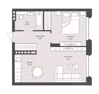 1-к кв. Новосибирская область, Новосибирск Кедровая ул., 79 (41.9 м)