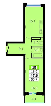 1-к кв. Чувашия, Новочебоксарск Восточная ул., 1к2 (50.7 м)
