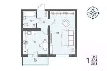 1-к кв. Воронежская область, Воронеж ул. Шидловского, 26 (38.3 м)
