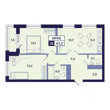 3-к кв. Саха (Якутия), Якутск ул. Новопортовская, 1А/1 (61.2 м)