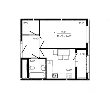 1-к кв. Ростовская область, Ростов-на-Дону Притяжение жилой комплекс ...