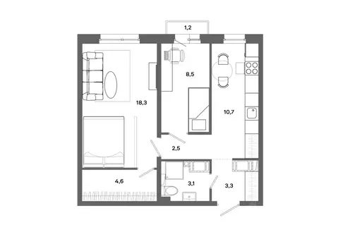 2-к кв. Ханты-Мансийский АО, Сургут ул. Ивана Захарова, 16 (51.0 м)