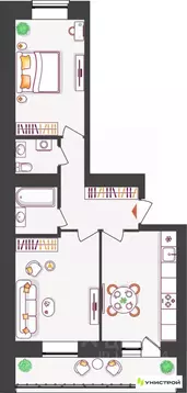 2-к кв. Самарская область, Тольятти ул. Владимира Высоцкого (53.4 м)