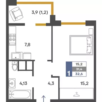 1-к кв. Крым, Симферопольский район, Добровское с/пос, с. Перевальное ...