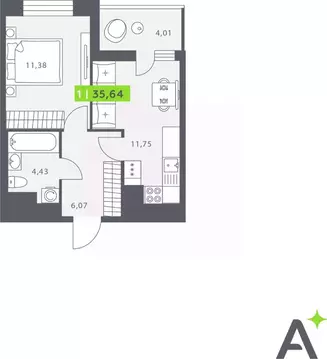 1-к кв. Ленинградская область, Всеволожский район, Заневское городское ...
