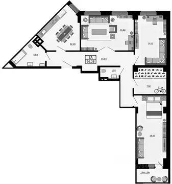 3-к кв. Ростовская область, Ростов-на-Дону просп. Соколова, 86 (97.0 ...