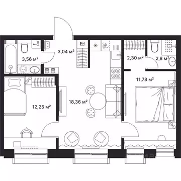 2-к кв. Владимирская область, Киржач ул. Свердлова, 10А (54.0 м)