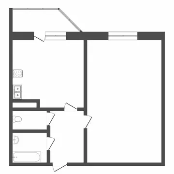 1-комнатная квартира: Тюмень, Ямбургский проезд, 3 (42.6 м)