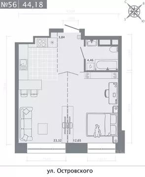 1-к кв. Татарстан, Казань Кастура Таун жилой комплекс (44.18 м)