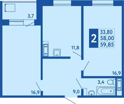 2-к кв. Башкортостан, Уфа Дема жилрайон, Новая Дема жилой комплекс ...